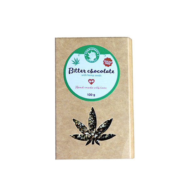 Dark chocolate with hemp seeds – SUGARFREE 100g