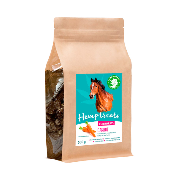 Guloseimas de cânhamo para cavalos, cenoura 500 g